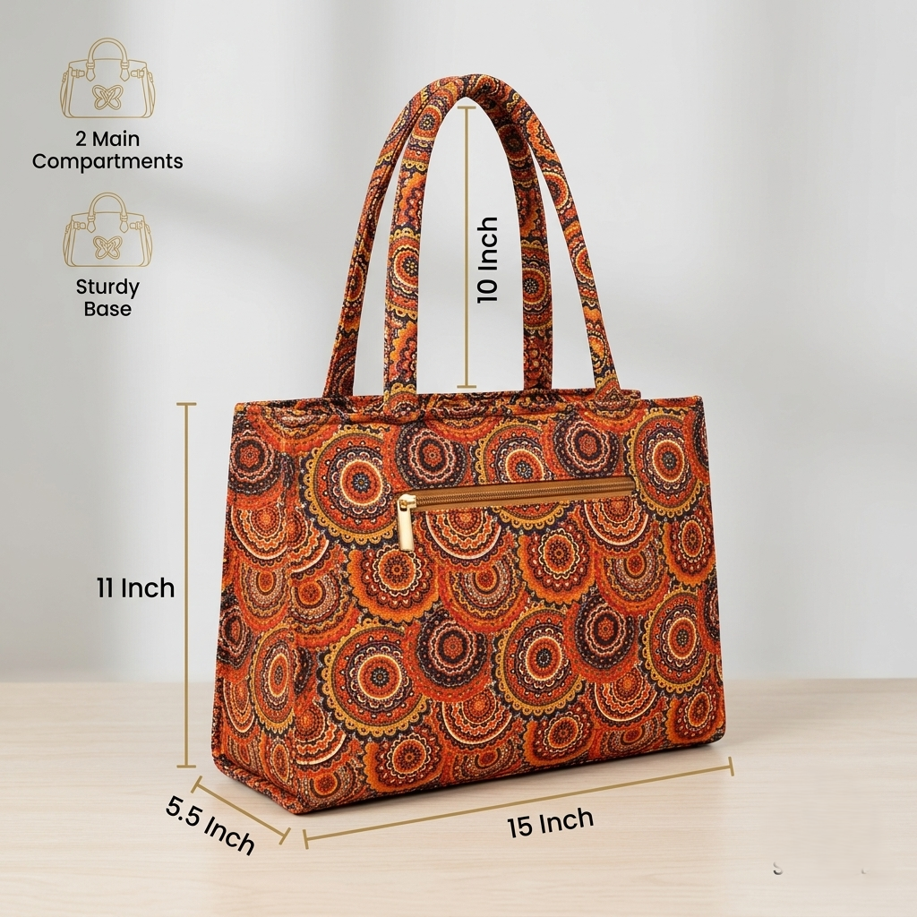 Multicolor Mandala Printed Tote Bag for College & Daily Wear